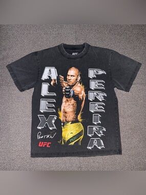 Rare UFC Alex Perreira Faded Gray Graphic Tee
